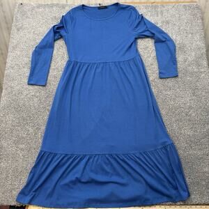 Minimalist Maxi Dress Size XL Modest Empire Waist Flowy Lagenlook Comfy Casual